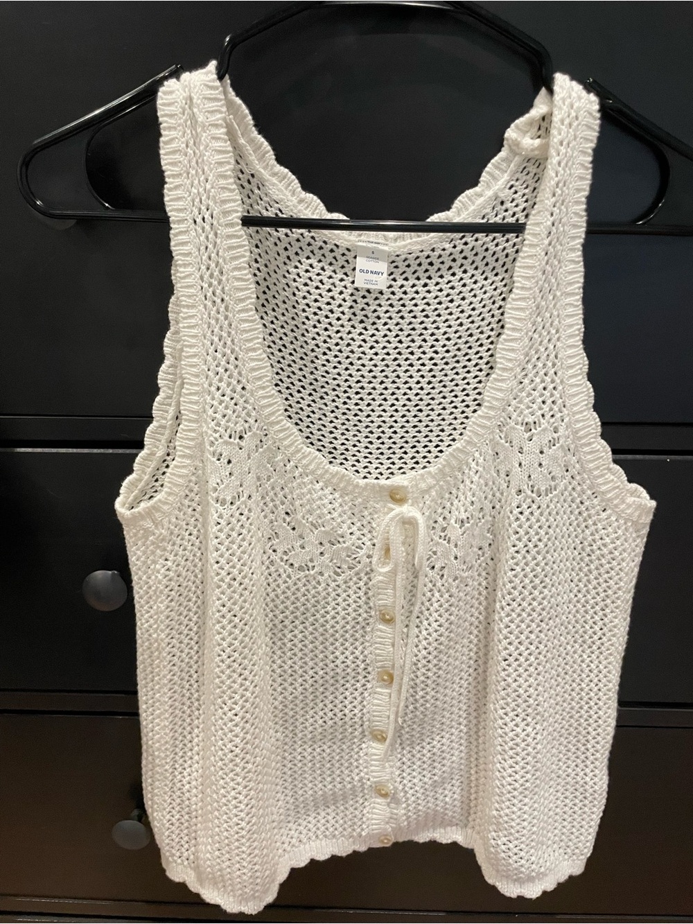 Old Navy Ivory Crochet Button-Front Tank Top
